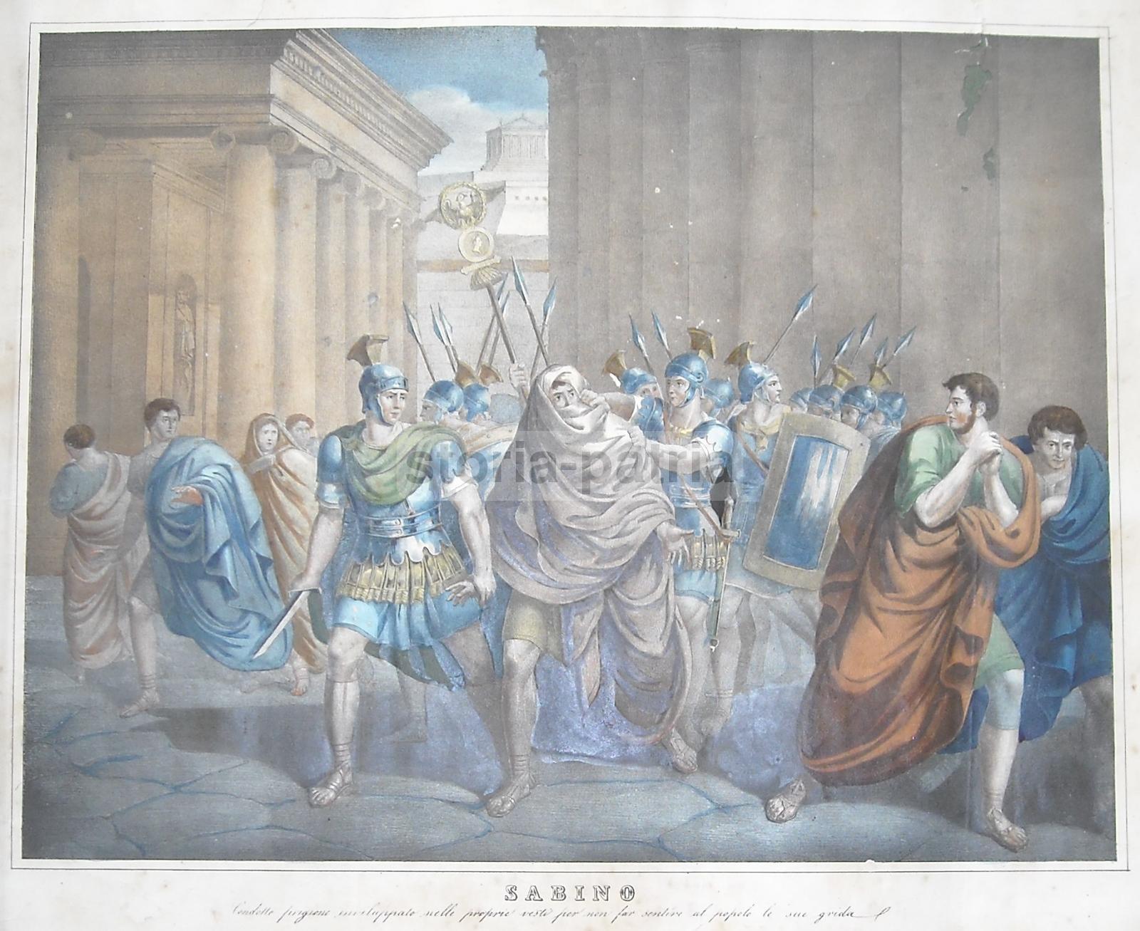 Antica Stampa Litografica A Colori, Soldati Romani, Templi, Agiografia, Puglia, 800 immagine 1