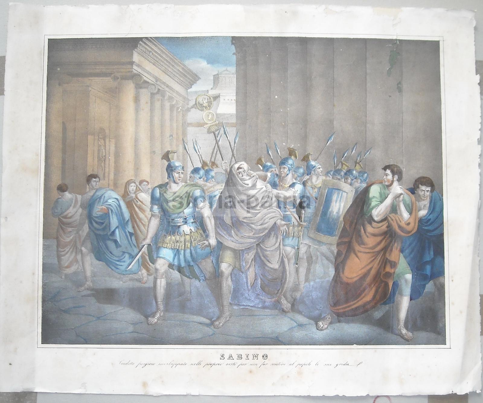 Antica Stampa Litografica A Colori, Soldati Romani, Templi, Agiografia, Puglia, 800 immagine 6
