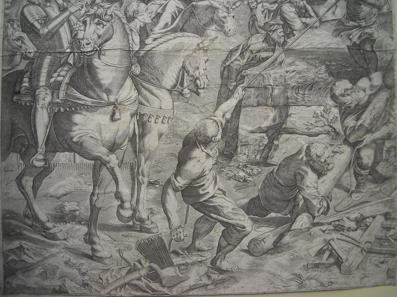 Arte Antica, Carracci, Tintoretto, Animata E Scenografica Incisione, Crocifissione immagine 1