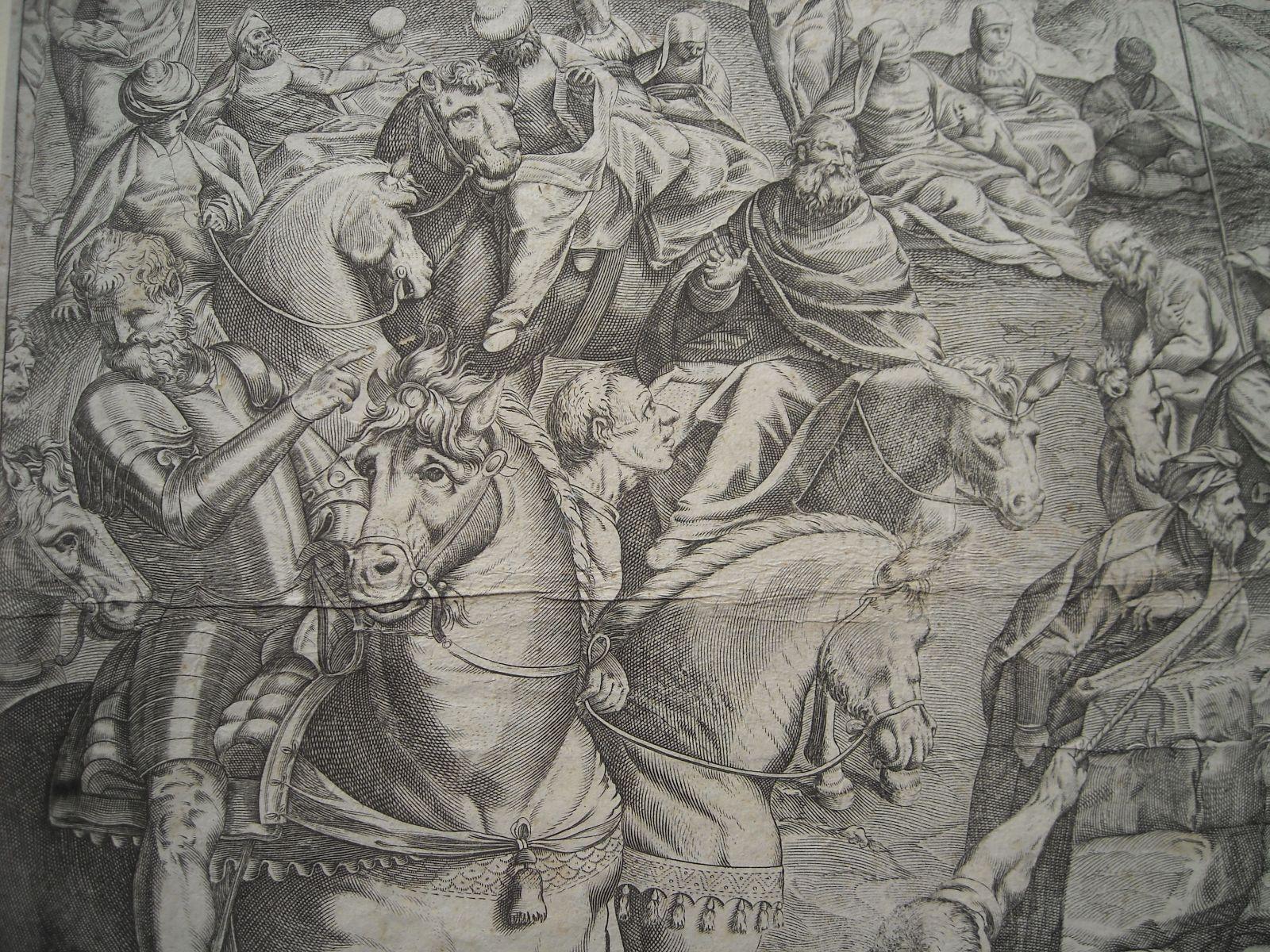 Arte Antica, Carracci, Tintoretto, Animata E Scenografica Incisione, Crocifissione immagine 2