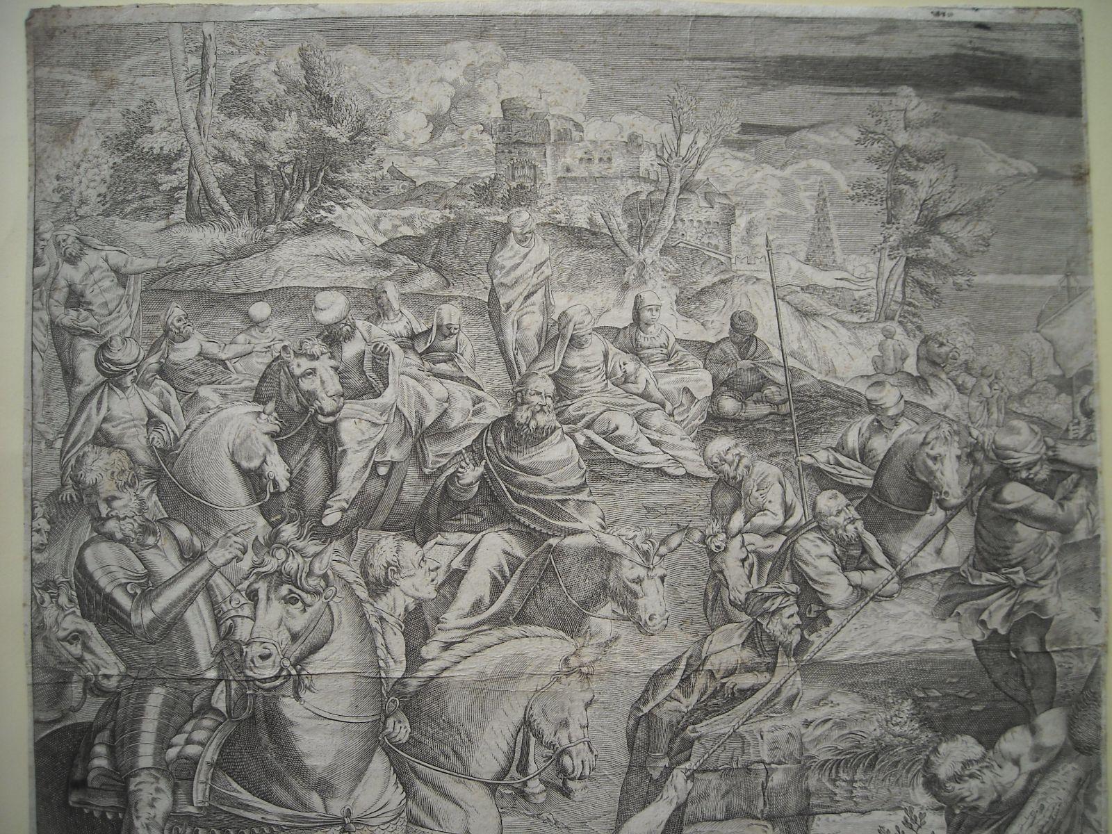 Arte Antica, Carracci, Tintoretto, Animata E Scenografica Incisione, Crocifissione immagine 3