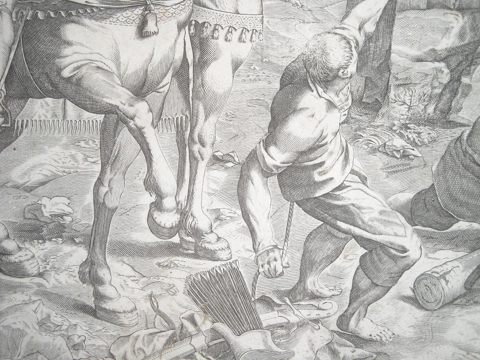 Arte Antica, Carracci, Tintoretto, Animata E Scenografica Incisione, Crocifissione immagine 5