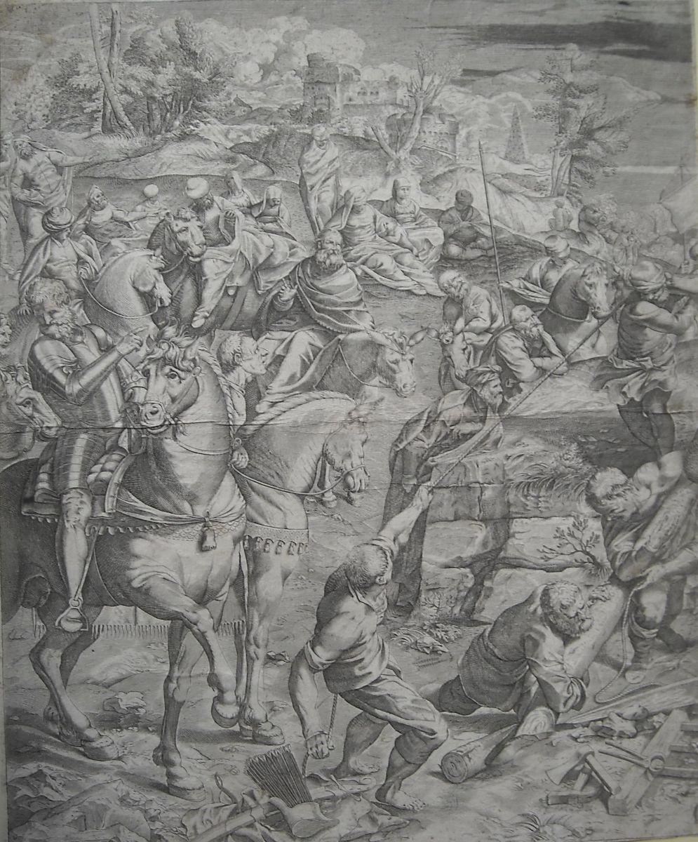 Arte Antica, Carracci, Tintoretto, Animata E Scenografica Incisione, Crocifissione immagine 7